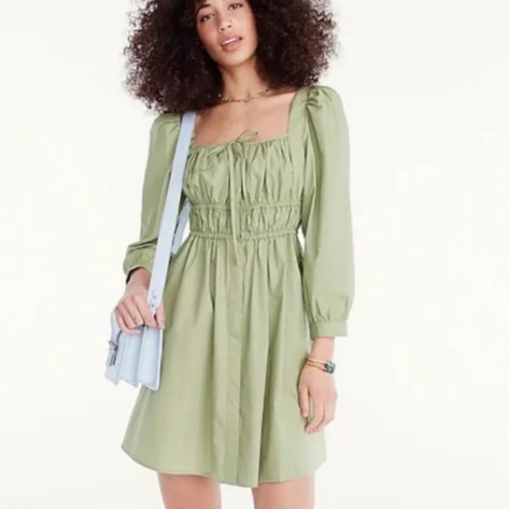 NWT J.CREW RE- IMAGINED Cinched Waist Cotton Poplin  Dress